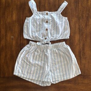 H&M Light Blue and White Striped Set .  Tank and short set size 4T